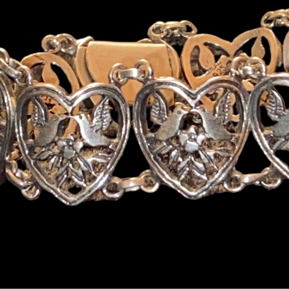 Vintage Citlali Sterling Mexico Lovebirds Link Bracelet